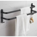 Suport de prosoape pentru baie tip &quot;mansarda&quot; din aluminiu, lungime 60 cm, culoare negru mat