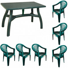 Set gradina King masa 80x140 cm cu 6 scaune Carnaval culoare verde B001035 Raki foto