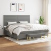 VidaXL Pat box spring cu saltea, gri &icirc;nchis, 200x200 cm, textil 3137262