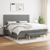VidaXL Pat box spring cu saltea, gri &icirc;nchis, 200x200 cm, textil 3137262