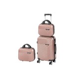 Set 3 Valize Rigide Leziter TraveLux Pro XII Roz-Auriu, Cabina 50x40x20 cm, ABS, 4 Roti Duble