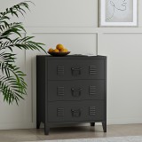 Dulap, en.casa, PXSL-0181 Hameenlinna, 72 x 60 x 40 cm, otel, negru, cu 3 sertare, design industrial HausGarden Leisure, [en.casa]