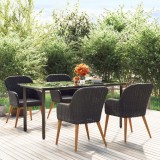 VidaXL Set de masă pentru grădină, 5 piese, cu perne, negru