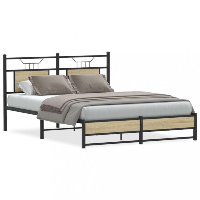 vidaXL Cadru pat fără saltea stejar sonoma 150x200 cm lemn prelucrat 4106964
