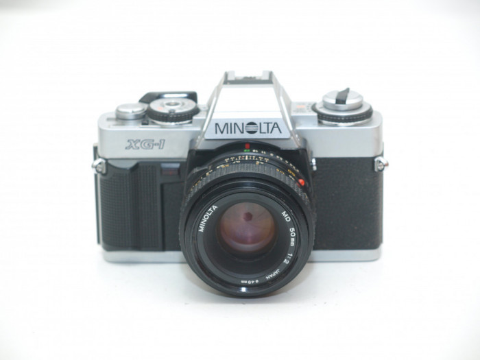 Minolta XG-1 cu obiectiv Minolta MD 50mm f2