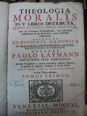 THEOLOGIA MORALIS IN V. LIBROS DISTRIBUTA&amp;hellip;.. TOM I -II - PAULO LAYMANN VENETIIS 1740 foto