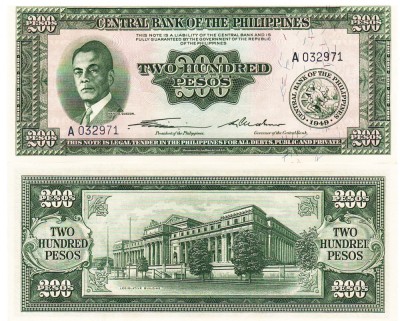 Filipine 200 Pesos 1949 P-140 UNC foto