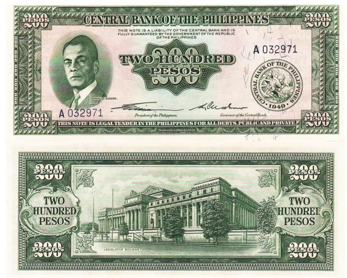 Filipine 200 Pesos 1949 P-140 UNC