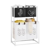 Cos de Rufe, cu 2 Etaje, 4 Cosuri, Cadru de Otel Inoxidabil, 97x44x57 cm, Alb