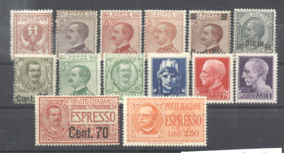 Italy 1901-1933 Lot 12 Definitives + 2 Special Delivery MNH AM.506 foto