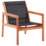 Șezlong Gradina vidaXL, Negru, Lemn Eucalipt, Textilenă, 60x83.5x77.5 cm, Confortabil, Rezistent