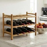 vidaXL Raft pentru vin natural 57 x 29,5 x 36 cm Bambus 42028070