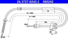 ATE 24.3727-0242.2 Cablu, frana de parcare