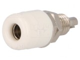 Soclu banană 4mm alb nichelat pe panou 32A 60VDC