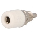 Soclu banană 4mm alb nichelat pe panou 32A 60VDC