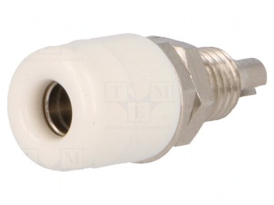 Soclu banană 4mm alb nichelat pe panou 32A 60VDC foto
