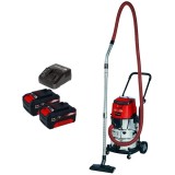 Einhell TE-VC 36/30 Li S PXC + Twinpack + 4514095 - Aspirator 150 mbar + Set 2 acumulatori si incarcator Li-Ion 18 V 4 Ah