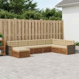 vidaXL Set de canapele de exterior cu pernă 8 pcs Natural și Bej 3383711