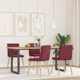 vidaXL Scaune de bucătărie, 4 buc., roșu vin, material textil