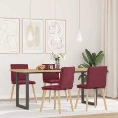 vidaXL Scaune de bucătărie, 4 buc., roșu vin, material textil
