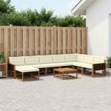 vidaXL Set de canapele de exterior cu pernă 9 pcs Natural și Crem 3381622