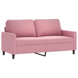 Cumpara ieftin Canapea cu 2 locuri, roz, 140 cm, catifea