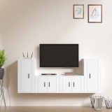 VidaXL Set dulap TV, 4 piese, alb, lemn prelucrat