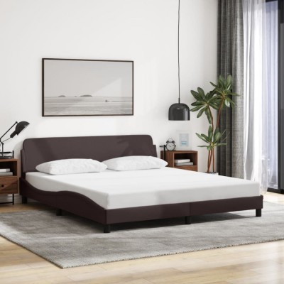 vidaXL Cadru de pat fără saltea, maro &amp;icirc;nchis, 160x200 cm, textil 373208 foto