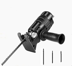 Adaptor fierastrau lance sau pendular BOMSTOM, pentru bormasina electrica, multifunctional, portabil, cu 3 lame pentru lemn, metal, PVC