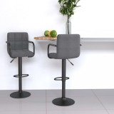 VidaXL Scaune de bar, 2 buc., gri deschis, material textil