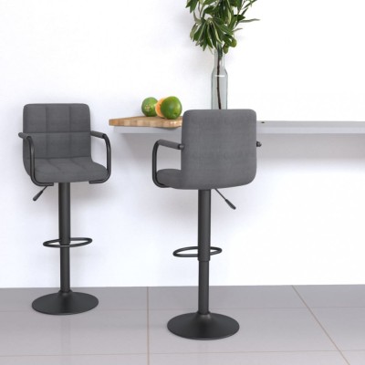 vidaXL Scaune de bar, 2 buc., gri deschis, material textil foto