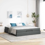 vidaXL Cadru de pat cu depozitare Gri &icirc;nchis 180 x 200 cm țesătură