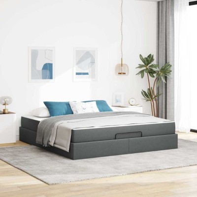 vidaXL Cadru de pat cu depozitare Gri &amp;icirc;nchis 180 x 200 cm țesătură 3399509 foto