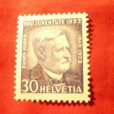 Timbru Elvetia 1932 - Pro Juventute , Prof. Huber , val. 30C
