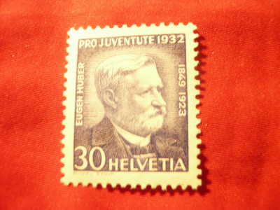 Timbru Elvetia 1932 - Pro Juventute , Prof. Huber , val. 30C foto
