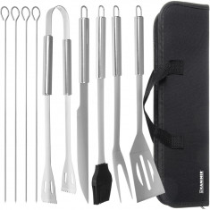 Set 9 Buc Ustensile Pentru Barbecue, Grill, Gratar, Inox, Geanta Transport, 35 Cm, Kaminer 00013001