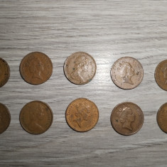 Lot x10 Monede 1 ONE PENCE Marea Britanie UK Diferite Conditii