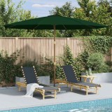 Umbrela de Soare Exterior vidaXL, St&acirc;lp Lemn, Verde, 350 cm, Protectie UV, Poliester