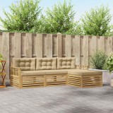 vidaXL Set de canapele de exterior cu pernă 4 pcs Alb și Bej Poliester 3390278
