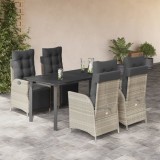 VidaXL Set mobilier de grădină cu perne, 5 piese gri deschis poliratan 3213472