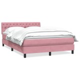 Cumpara ieftin Pat box spring cu saltea, roz, 140x220 cm, catifea