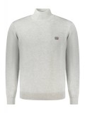 Pulover cu guler barbati, cu mini logo brodat, Regular fit, gri deschis