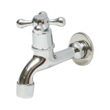 Robinet apa de serviciu pentru perete, din otel inoxidabil, crom lucios