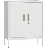 HOMCOM Dulap de Birou din Oțel cu 2 Rafturi Reglabile cu Sistem de &Icirc;ncuiere și 2 Chei, 80x40x100 cm, Alb | Aosom Romania