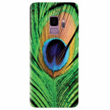Husa silicon pentru Samsung S9, Peacock Feather Green Blue