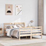 vidaXL Cadru de pat cu tăblie, 140x190 cm, lemn masiv pin 3306637