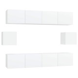 Cumpara ieftin Set dulap TV, 6 piese, alb, lemn prelucrat