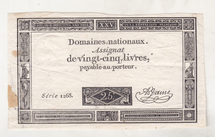 bnk bn Franta 25 livre 1793