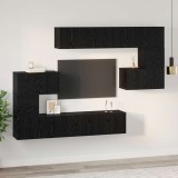 vidaXL Set comodă TV Pe perete 8 pcs Stejar Negru Lemn compozit 3393217