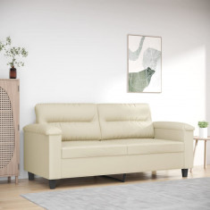 Canapea cu 2 locuri, crem, 140 cm, piele ecologica foto
